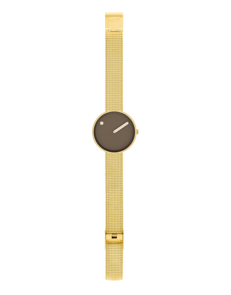 【お1人様1点限り】 34 mm PICTO - mm 34 band mesh gold Matt / dial Brown Mocha / 洋書