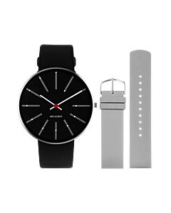 Bankers 40 mm - Bundle with black leather & grey silicon strap