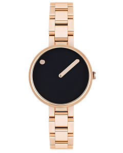 30 mm / Black dial / Polished Rose Gold Steel bracelet