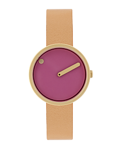 30 mm / Pink dial / Peruvian Brown leather strap