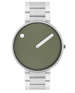 40 mm / Fresh Olive dial / Brushed Steel bracelet