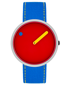 40 mm / Sunny Red dial / Heroic Blue recycled strap