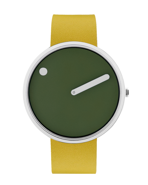 40 mm / Fresh Olive dial / Canary Yellow leather strap
