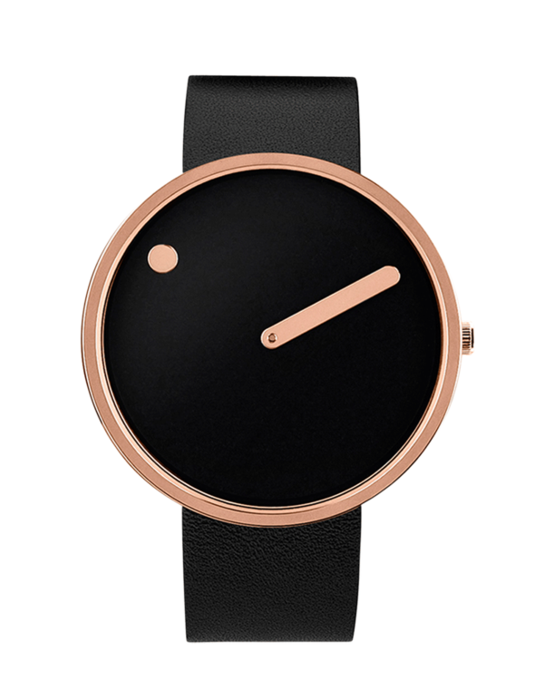 40 mm / Black dial / Black leather strap