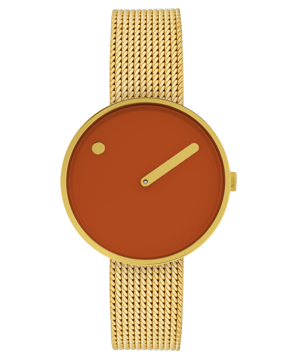 34mm / Pink dial / Matt Gold mesh band