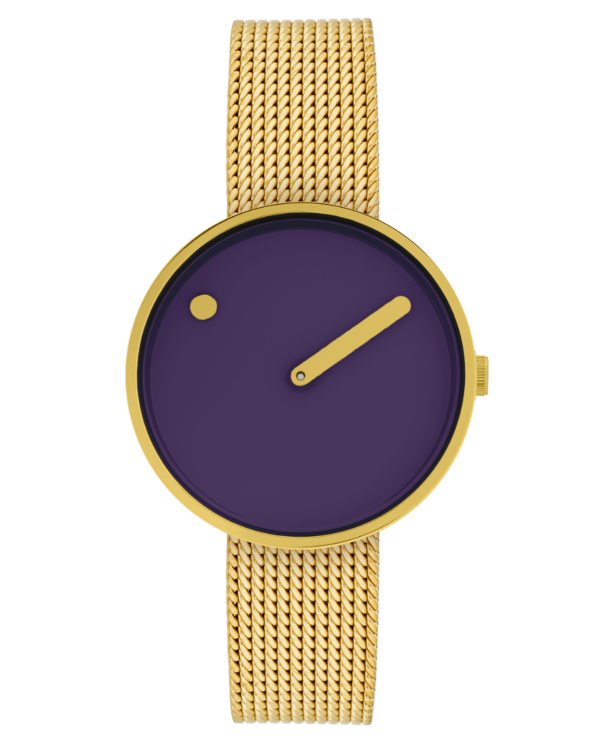 34mm / Pink dial / Matt Gold mesh band