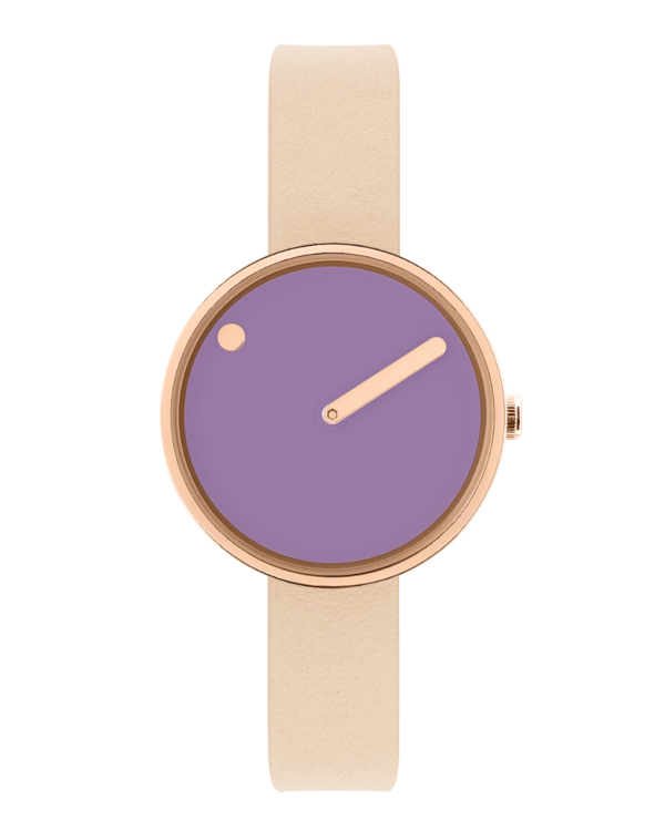 30 mm / Violet Glow dial / Nude Pink leather strap