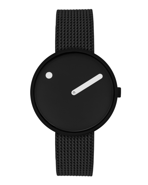 34 mm / Black dial / Matt black mesh band