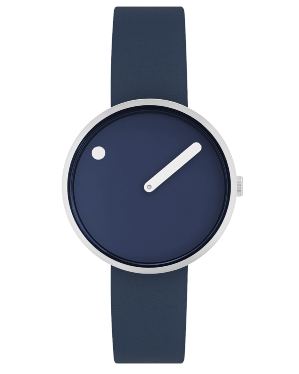 34 mm / Midnatsblå urskive / Midnatsblå læderrem