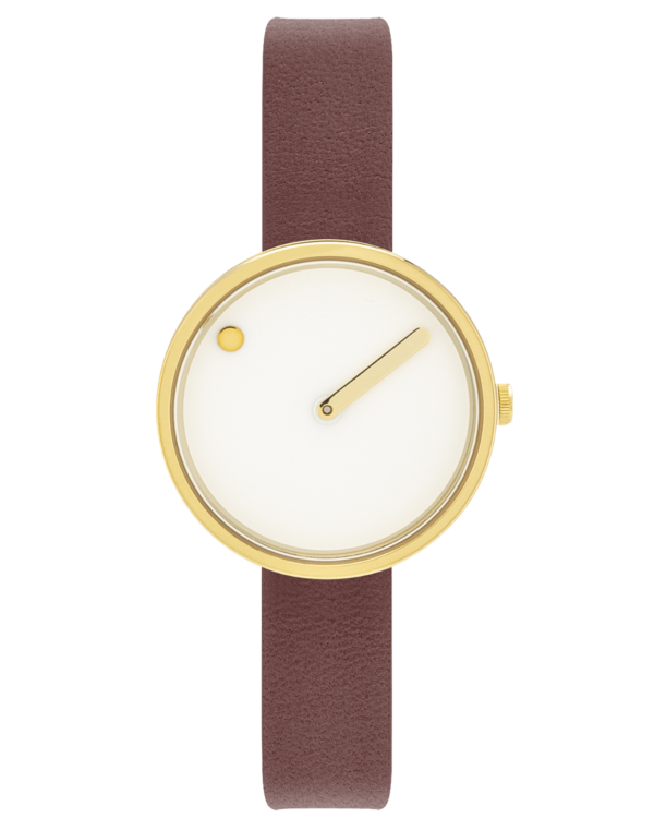 30 mm / White dial / Brown Rose leather strap