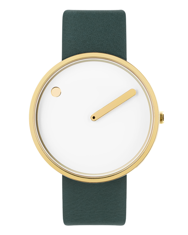 40 mm / White dial / Grass Green leather strap