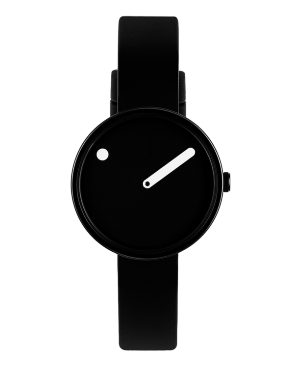 30 mm / Black dial / Black silicone strap