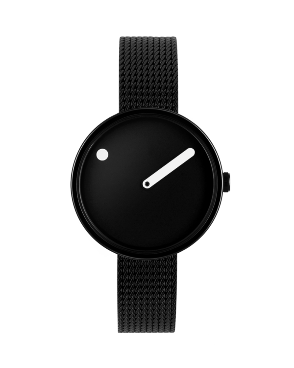 30 mm / Black dial / Matt black mesh band