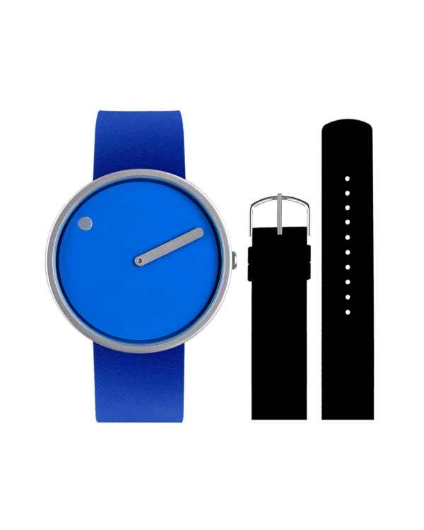 40 mm / Blue dial / Bundle with 1 Blue leather & 1 Black silicon strap