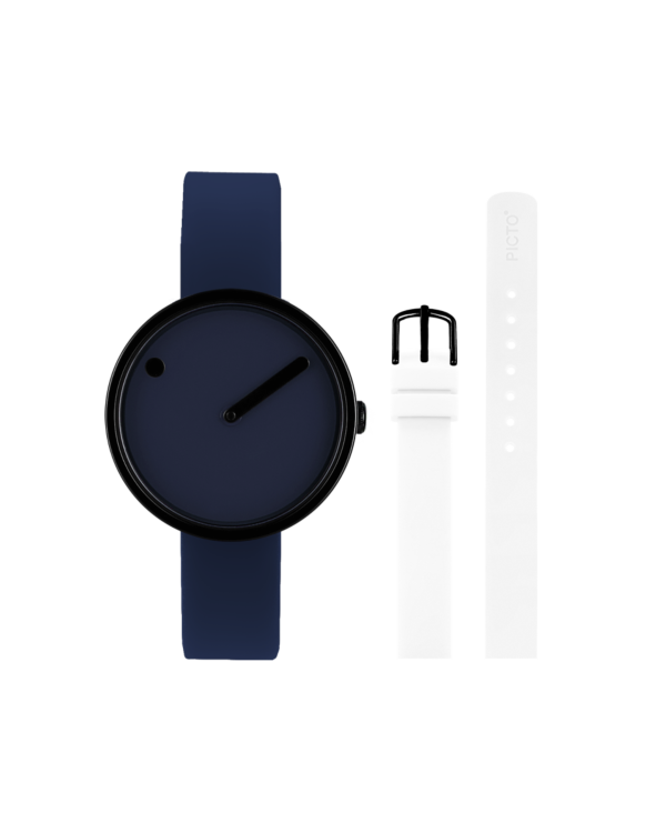 30 mm Midnight Blue dial / Bundle with 1 Blue & 1 White silicone strap