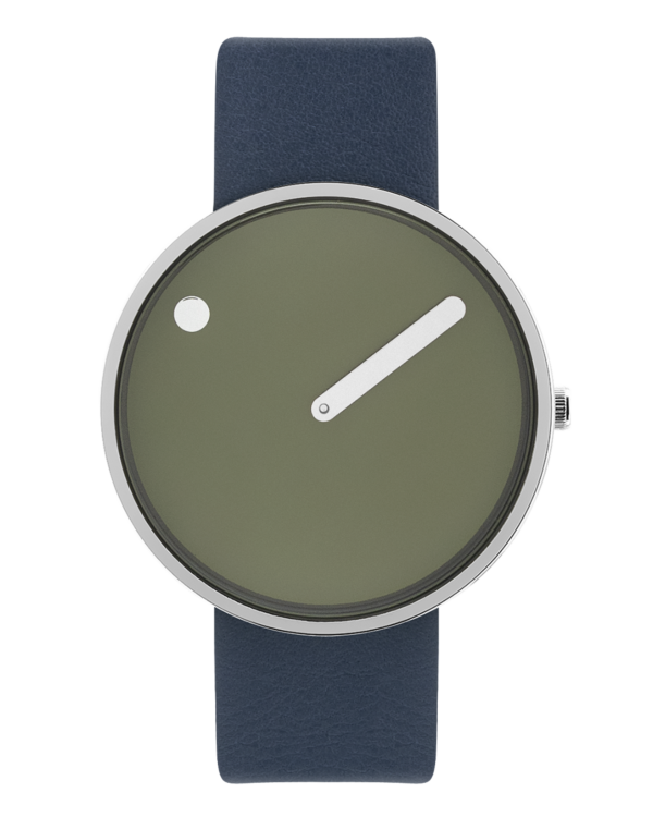 40 mm / Fresh Olive dial / Midnight Blue leather strap