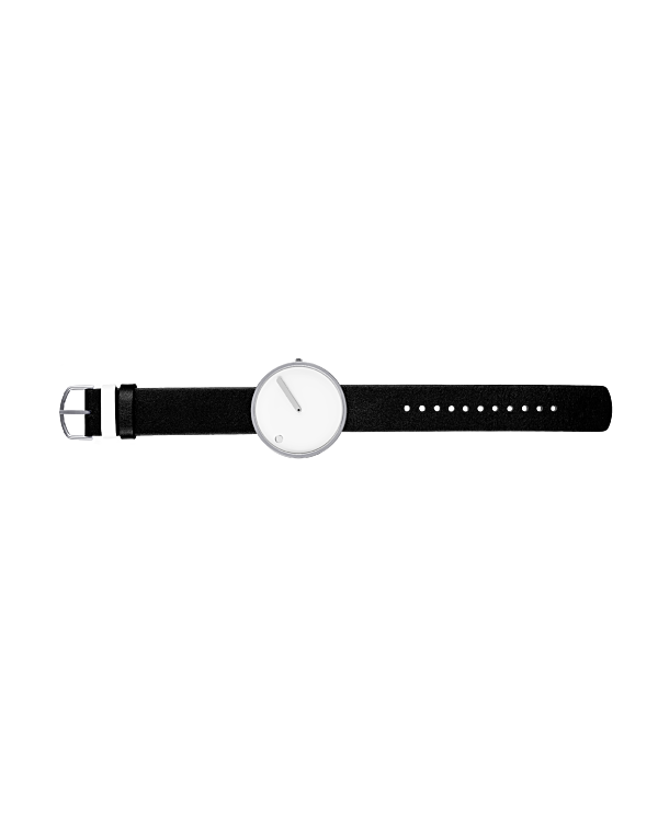 White dial / Black leather strap